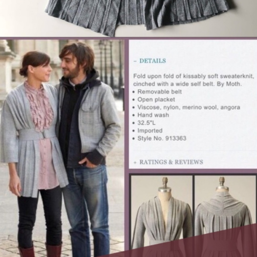 Puckered and Pleated Cardigan by Moth - S - Picture 2 of 10